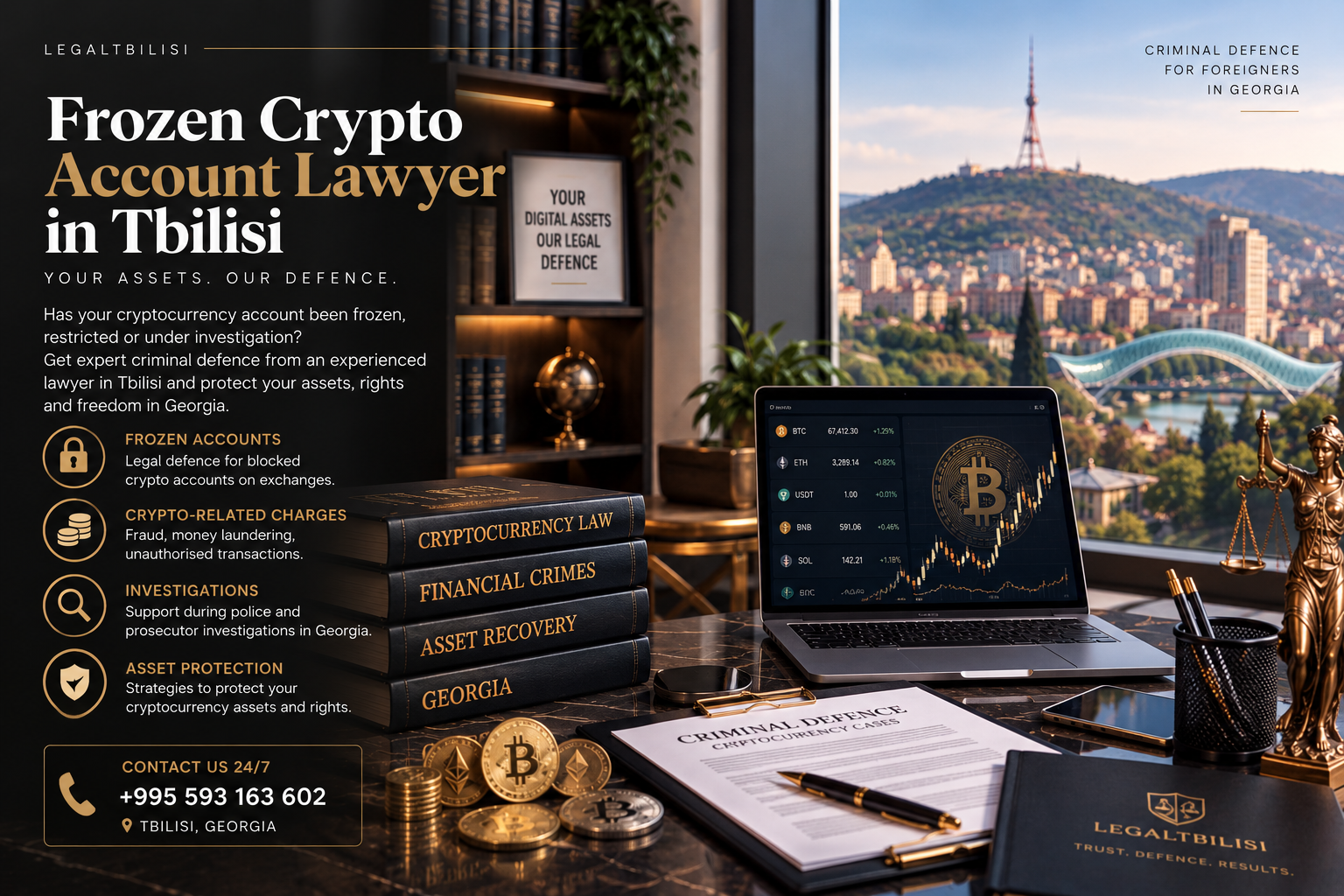 Frozen Crypto Account Lawyer in Tbilisi — Criminal Defence in Georgia